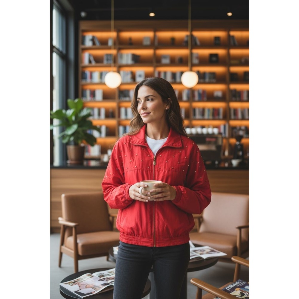 Fuda Silk Design Gold Bead‎ Design On Top. 100% Silk. Vintage 80s. Size M.
